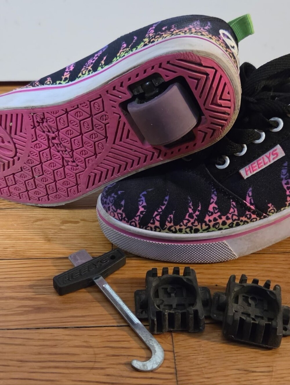 Heelys Kids Black Sneakers with Pink and Purple Accents Kids 4 (Womens 5)